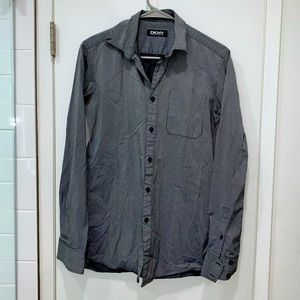SOLD DKNY black and white thin striped button down shirt size S